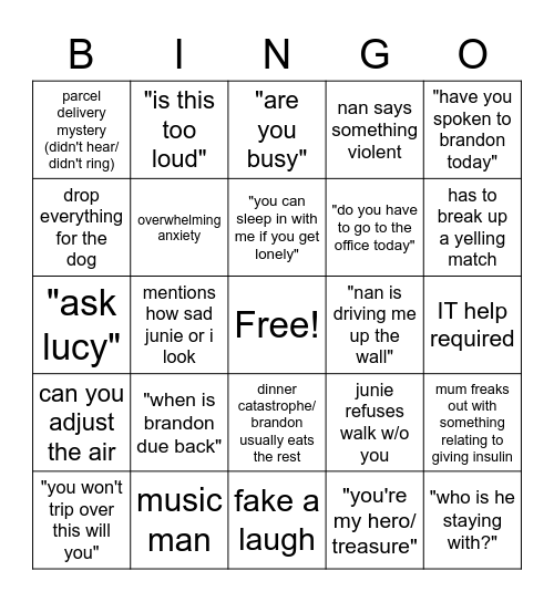 Lulu Bingo Card
