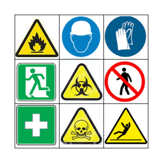 Safety Sign Bingo Card