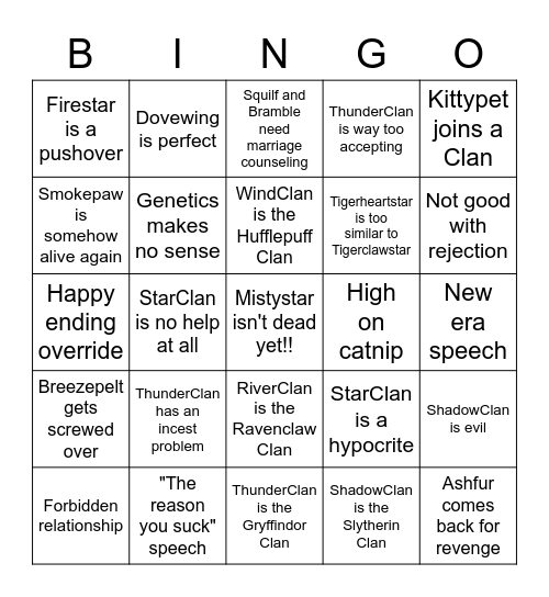 Warriors Bingo Card