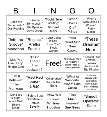 Music Bingo Card