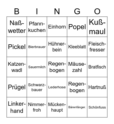 Lusitige Nachnamen-Funny German last names Bingo Card
