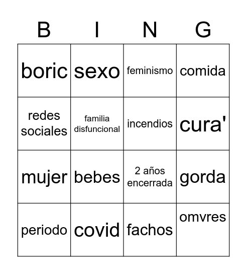 Untitled Bingo Card