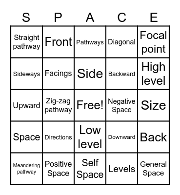 SPACE BINGO Card