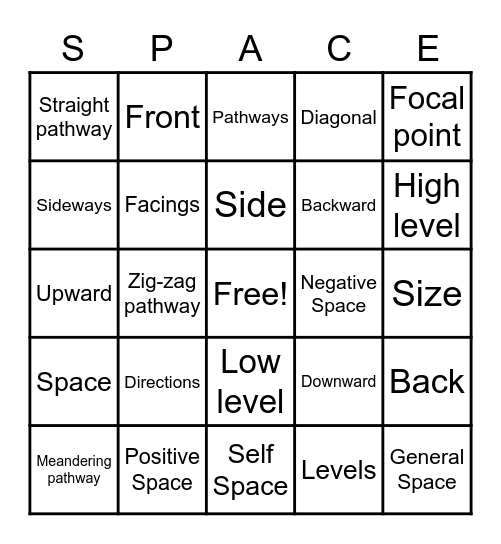 SPACE BINGO Card