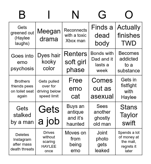 Jayme Dumbos Lifetime Bingo Card