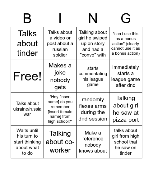 Doug Bingo Card