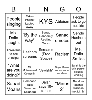 Ms Dalia BINGO! Bingo Card