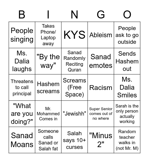 Ms Dalia BINGO! Bingo Card