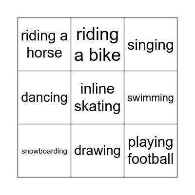 What's your hobby? Bingo Card