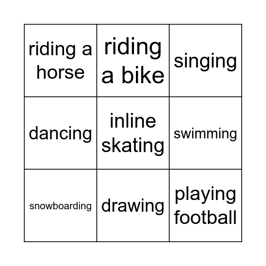 What's your hobby? Bingo Card