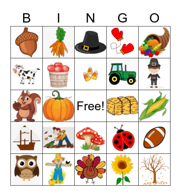 Fall Pictures Bingo Card