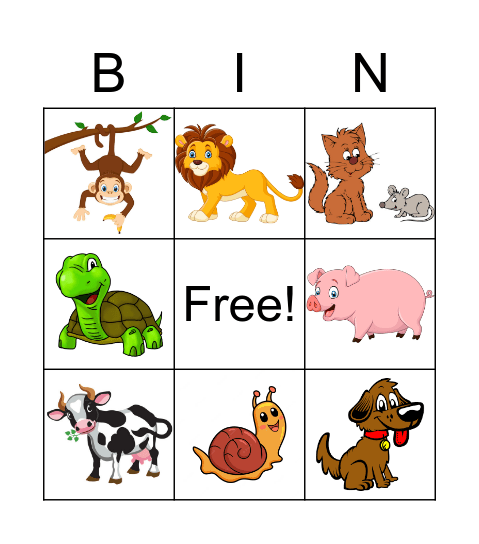 Animals Bingo Card