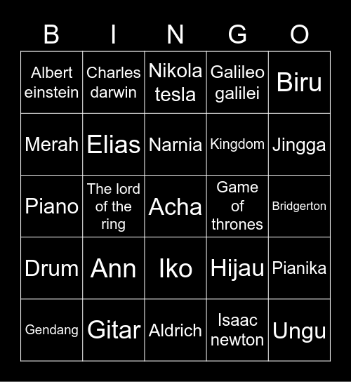 Daru Bingo Card