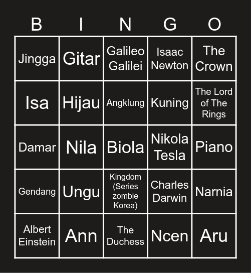 Samsul Bingo Card