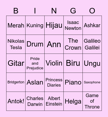 katherine’s! Bingo Card