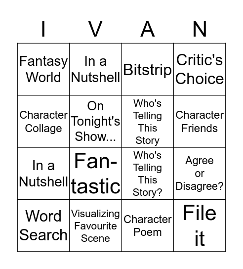 The One and Only Ivan Bingo Card