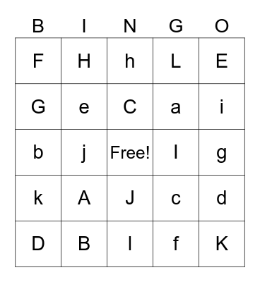 Alphabet Bingo Card
