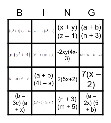 Bingo การแยกตัวประกอบของพหุนามโดยใช้สมบัติการแจกแจง Bingo Card
