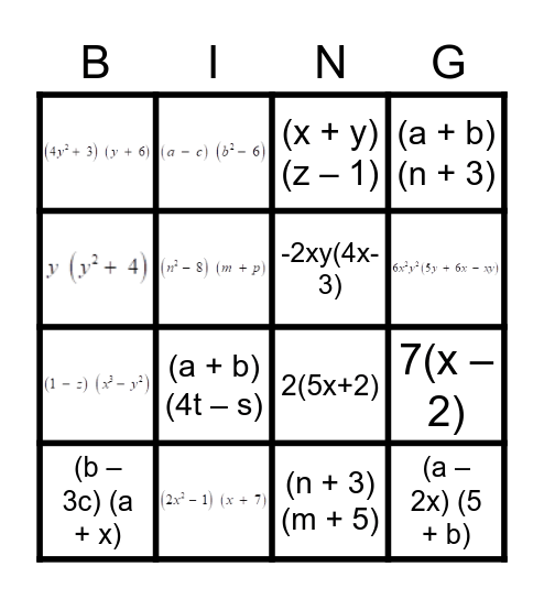 Bingo การแยกตัวประกอบของพหุนามโดยใช้สมบัติการแจกแจง Bingo Card