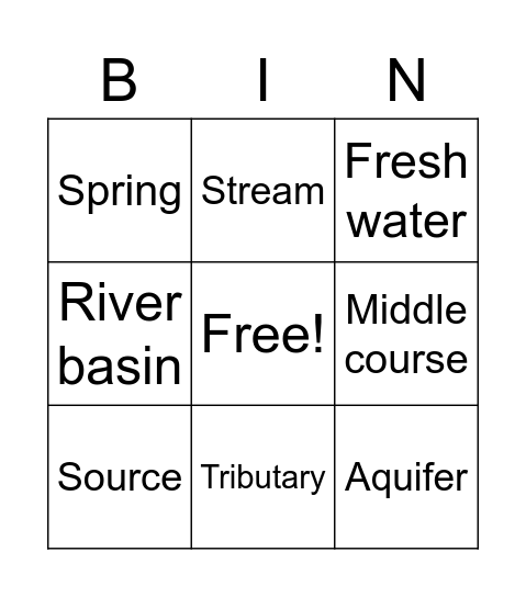 WATER Bingo Card