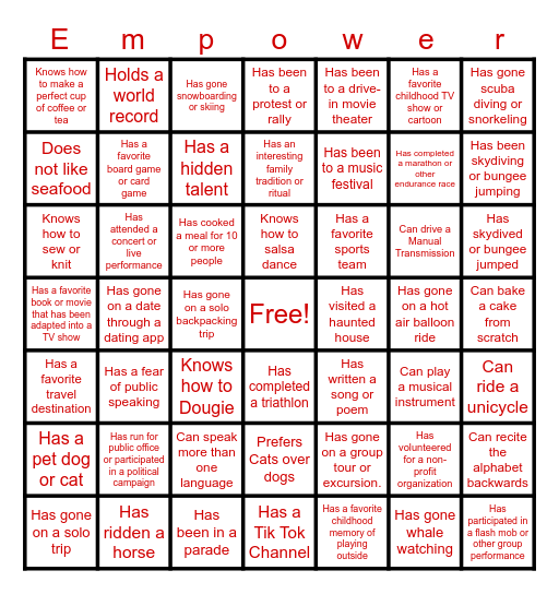 Empower Who? Bingo Card