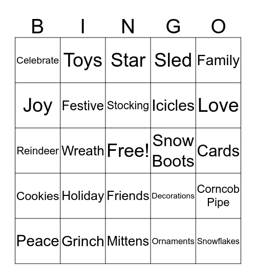 Holiday Bingo Card