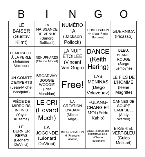 BINGO DU MATÉRIEL Bingo Card