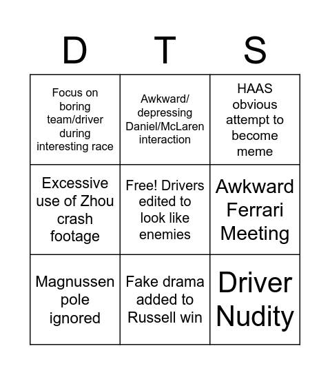 DTS BINGO Card