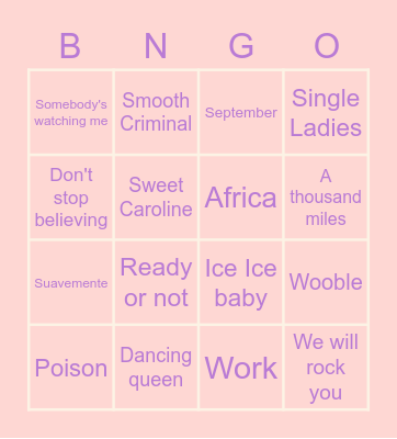 Music Edition Bingo Card