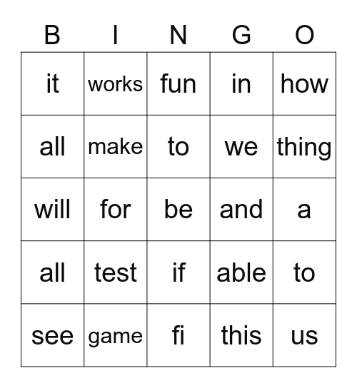 FI Bingo Bash Bingo Card