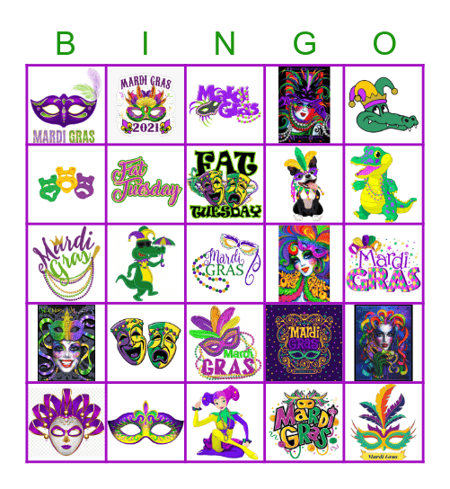 Mardi Gras Bingo Card