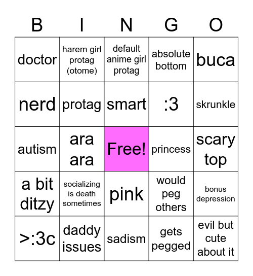 lambie's bingo card (by bnuy gang) Bingo Card