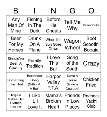 Country Hits Bingo Card