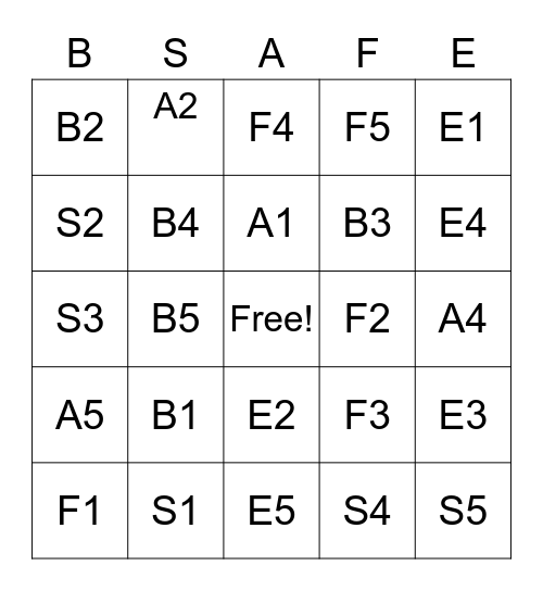 SUDDATH SAFETY BINGO Card