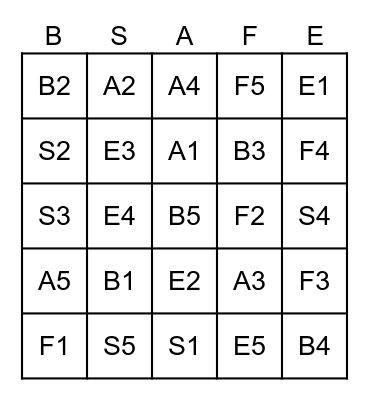 SUDDATH SAFETY BINGO Card