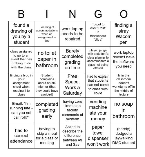 Don't Judge Us Bingo Card