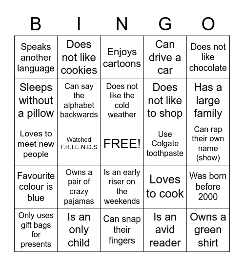 English Home Language Bingo Card