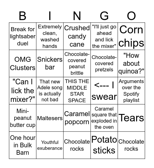 Surprise Cookies Bingo Card
