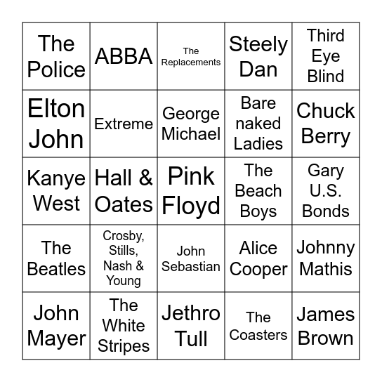 Game 1 Bingo Card