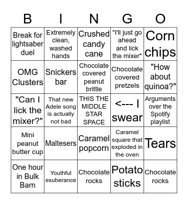 Surprise Cookies Bingo Card