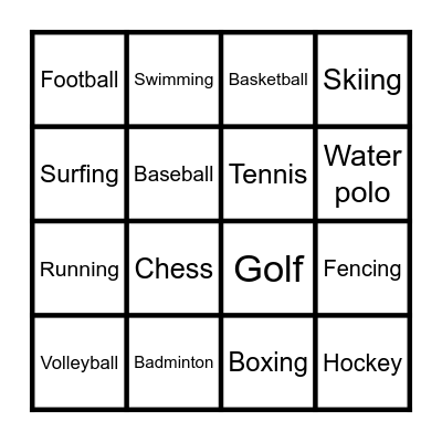 SPORTS Bingo Card