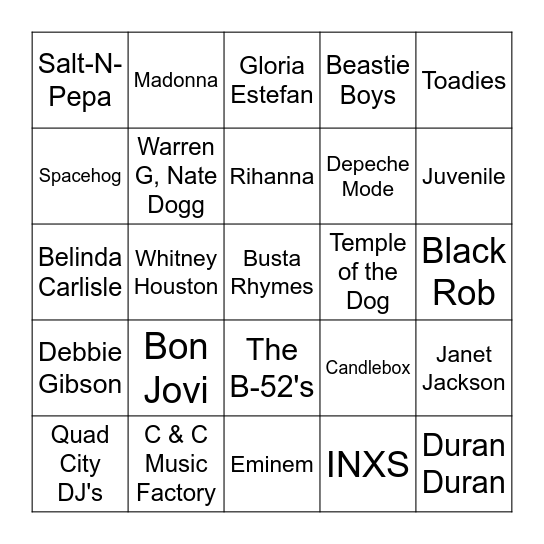 Game 2 Bingo Card