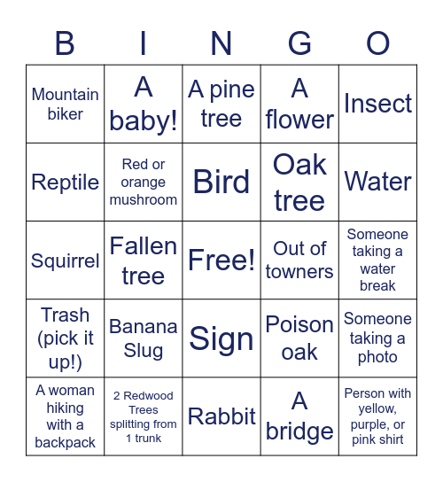 Nisene Marks BINGO!!! Bingo Card