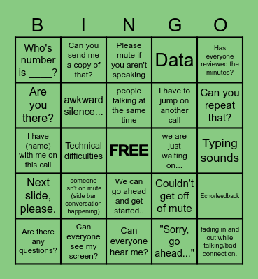 Meeting Bingo Card