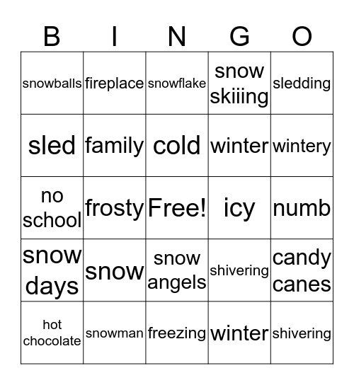 Winter Bingo Card