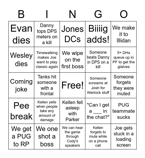 Peaked Black Temple Bingo Card