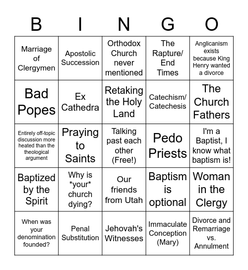 Lunch Argument Bingo Card