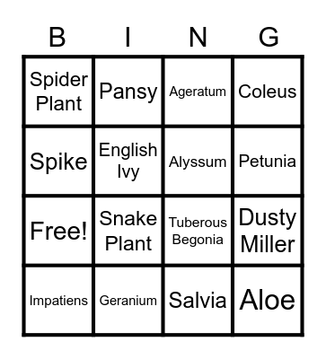 Annuals Bingo Card