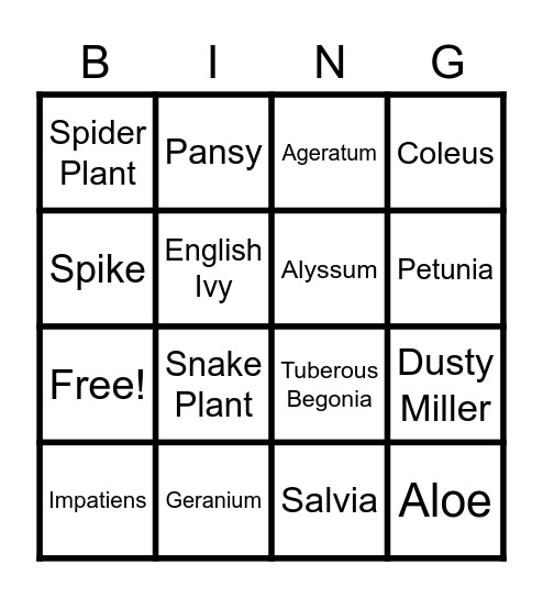 Annuals Bingo Card