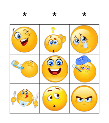 feelings - uczucia Bingo Card